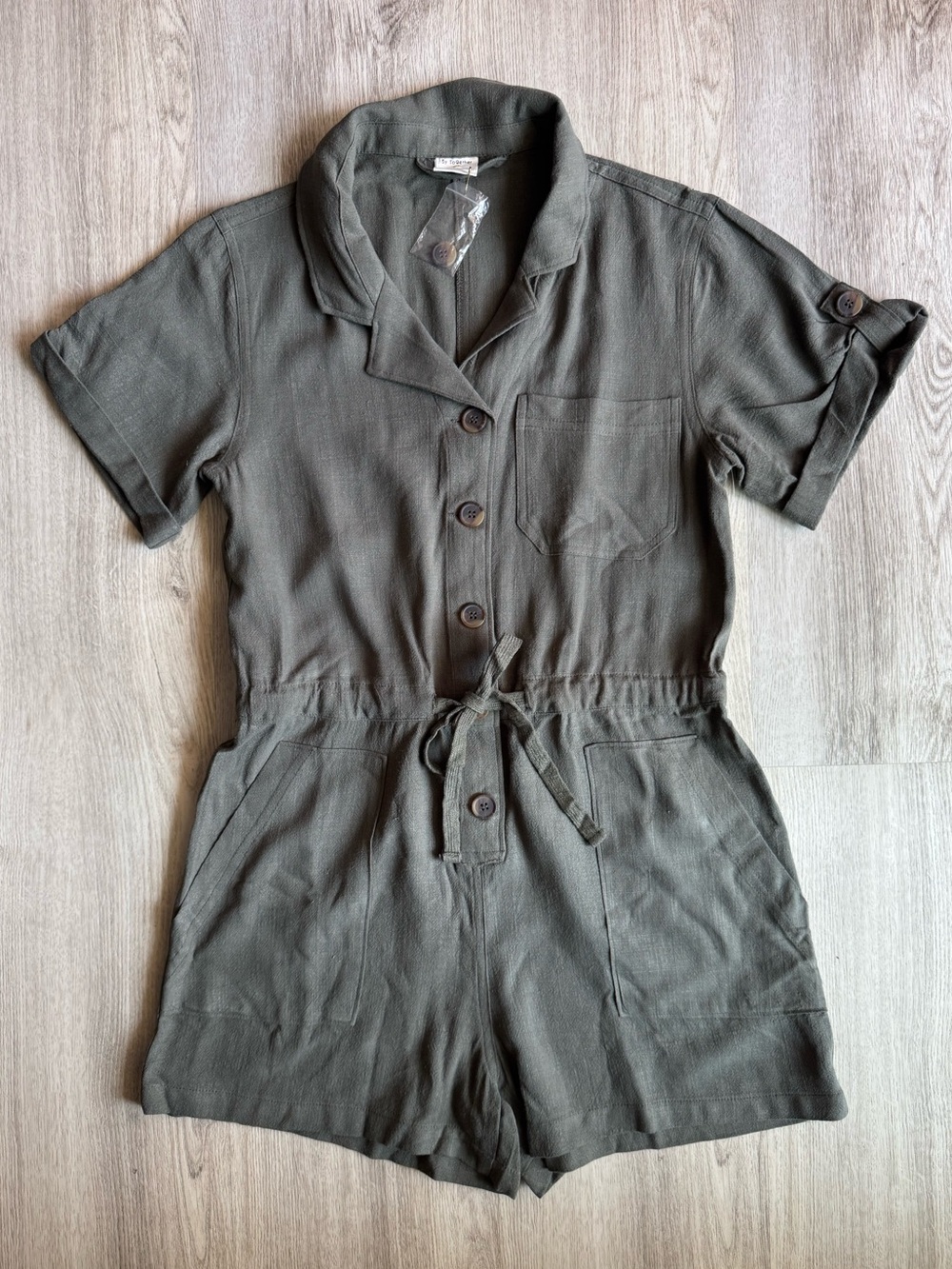 By Together Collection Olive Army Green Utility Surplus Style Romper Playsuit M